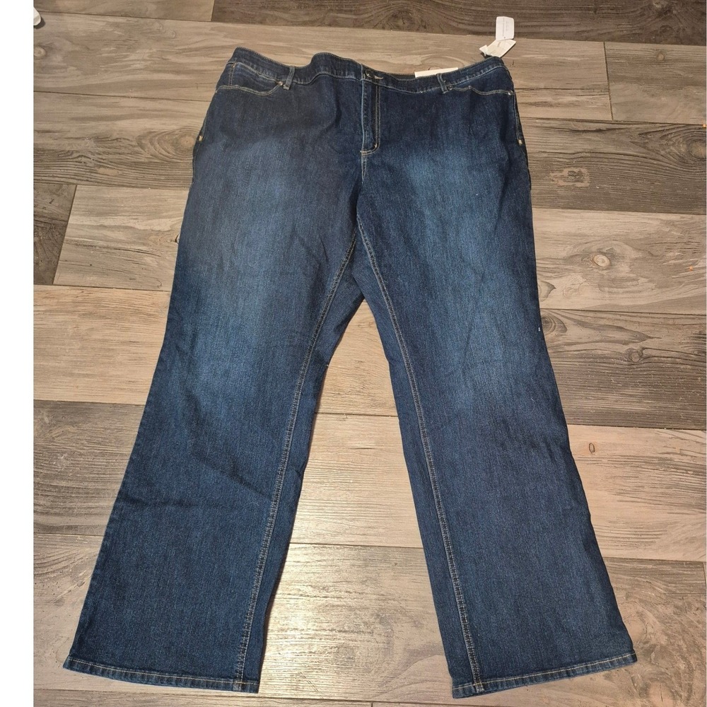 CJ Banks Barely Boot Straight Fit Jeans Womens 22W Mid-Rise Dark Wash Denim New